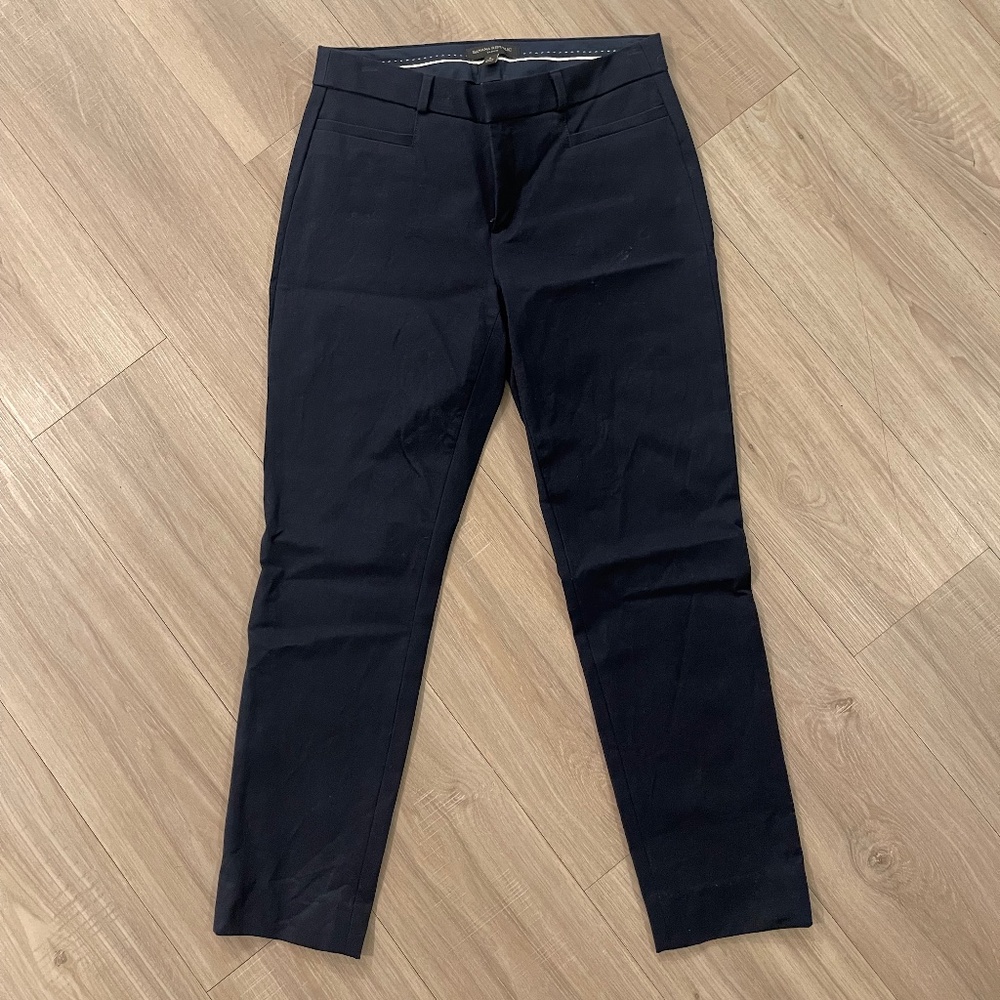 Banana Republic Tailored Straight-Leg Navy Dress Pant